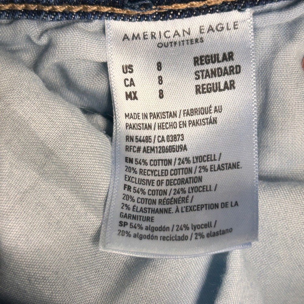 American Eagle Super High Rise Straight Jeans Womens 8 Blue Stretch Denim - Picture 4 of 12